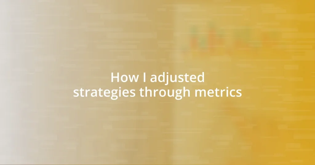 How I adjusted strategies through metrics