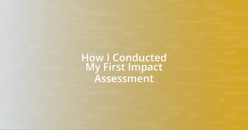 How I Conducted My First Impact Assessment