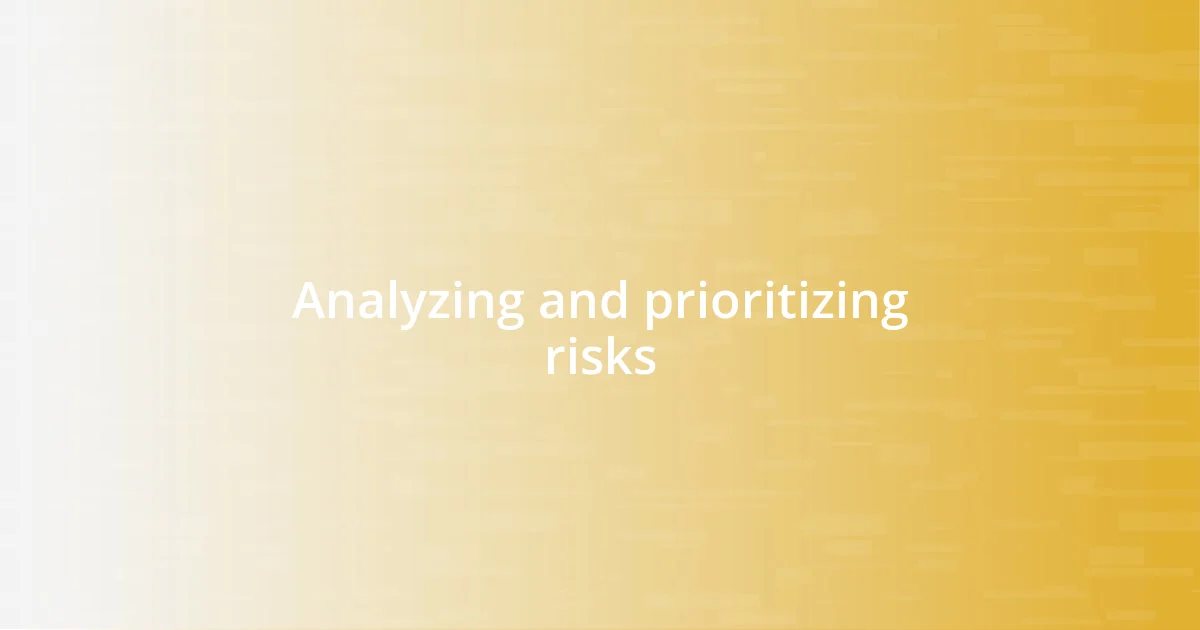 Analyzing and prioritizing risks