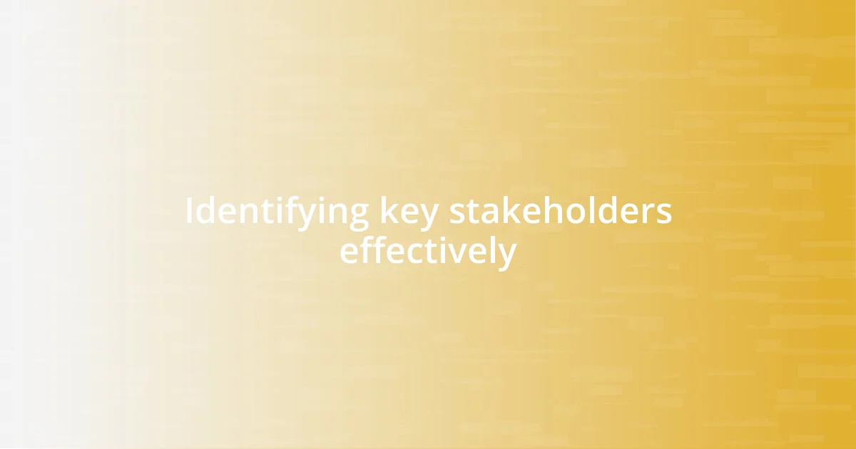 Identifying key stakeholders effectively